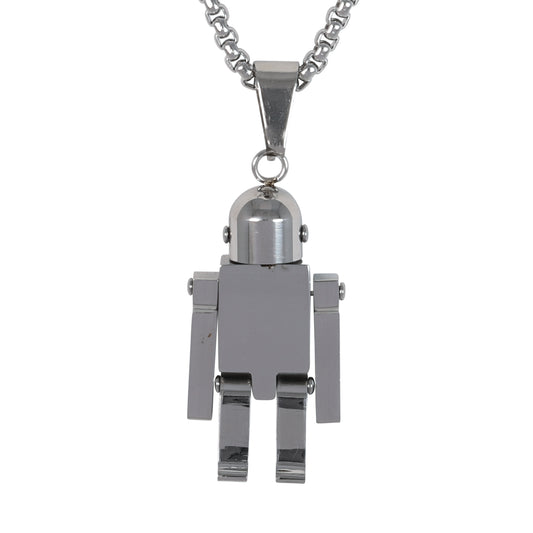 Medium Robot Necklace with 3mm Round Box Chain 24" - SCP-186
