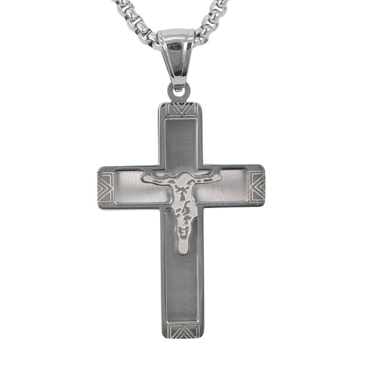 Medium Cross Necklace with 3mm Round Box Chain 24" - SCP-193**