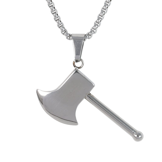 Medium Axe Necklace with 3mm Round Box Chain 24" - SCP-223**
