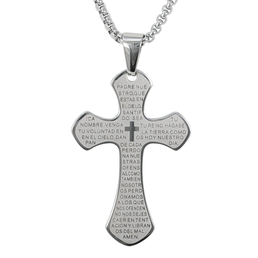 Medium Cross Necklace with 3mm Round Box Chain 24" - SCP-250**