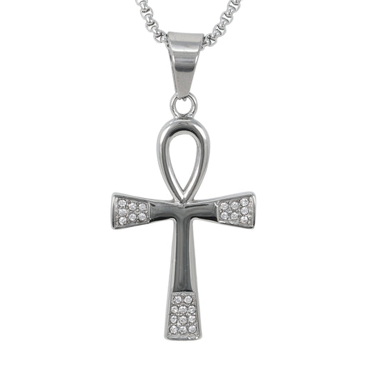 Medium Cross Necklace with 3mm Round Box Chain 24" - SCP-268