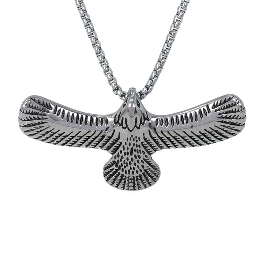 Large Hawk Necklace with 3mm Round Box Chain 24" - SCP-3038**