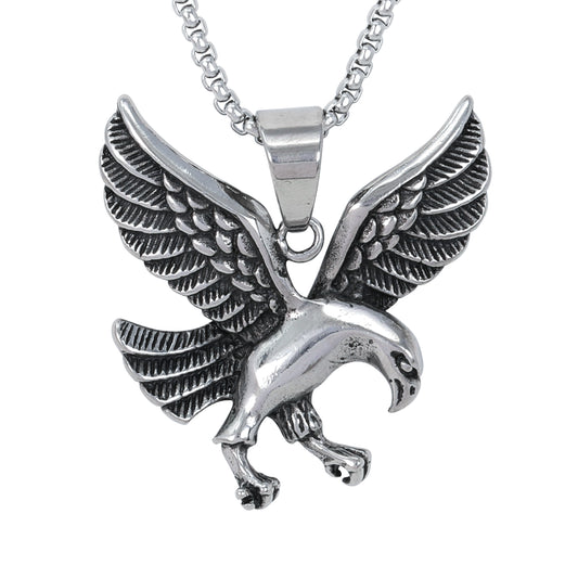 Large Eagle Necklace with 3mm Round Box Chain 24" - SCP-3040**