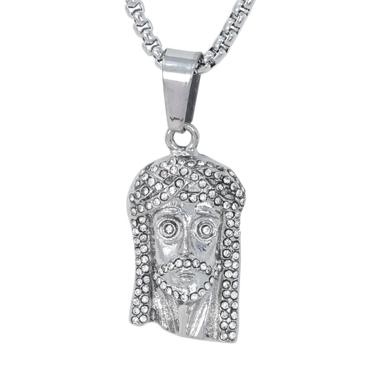 Large Jesus Necklace with 3mm Round Box Chain 24" - SCP-3049**