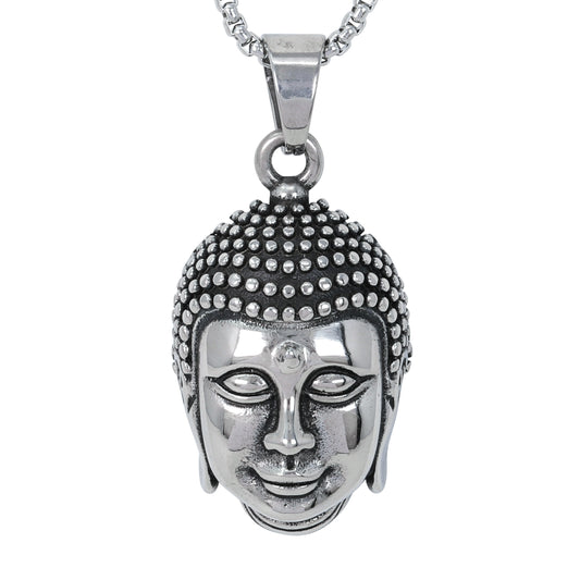 Large Buddha Necklace with 3mm Round Box Chain 24" - SCP-3052**
