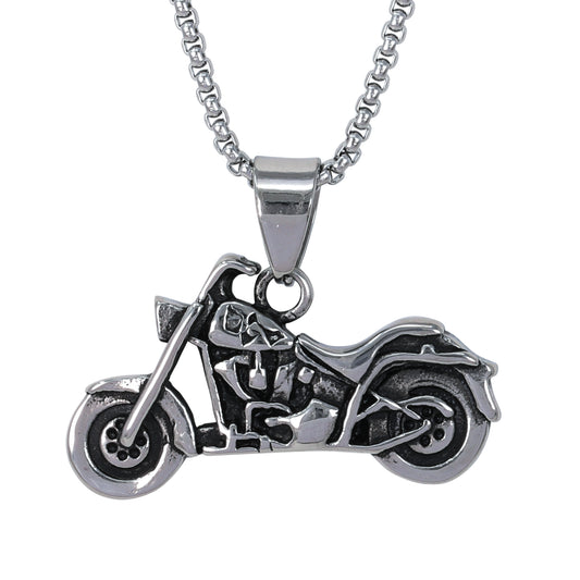Large Motorcycle Necklace with 3mm Round Box Chain 24" - SCP-3056**