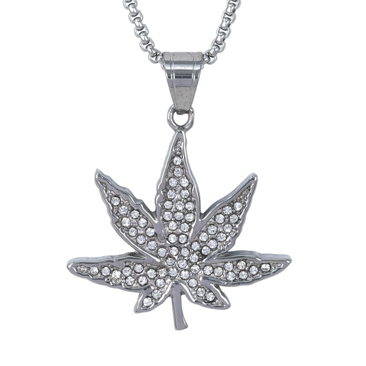 Large Leaf Necklace with 3mm Round Box Chain 24" - SCP-3063**