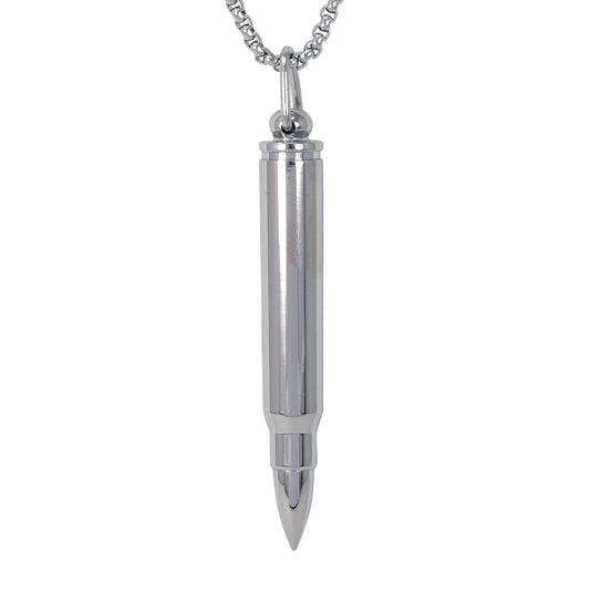 Large Bullet Necklace with 3mm Round Box Chain 24" - SCP-3074**