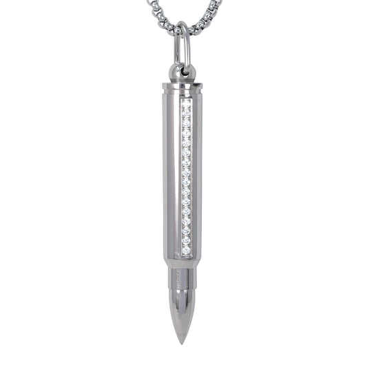 Large Bullet Necklace with 3mm Round Box Chain 24" - SCP-3075
