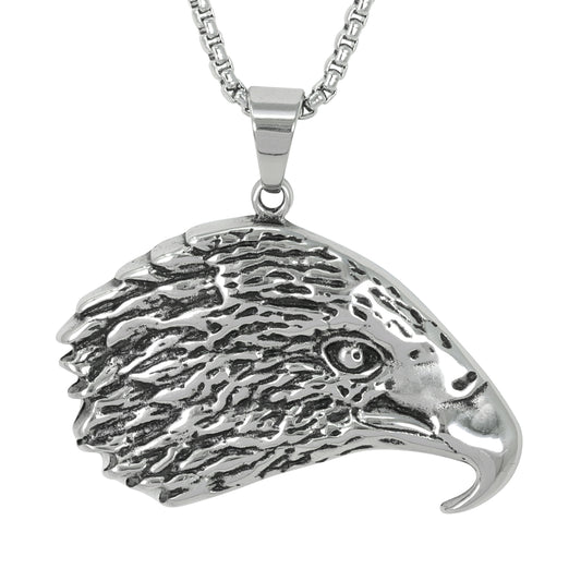 Large Eagle Necklace with 3mm Round Box Chain 24" - SCP-3081**