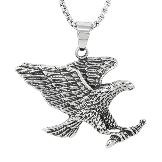 Large Eagle Necklace with 3mm Round Box Chain 24" - SCP-3082**