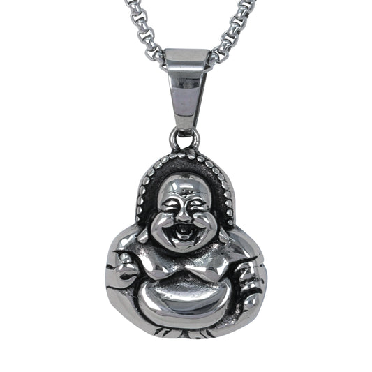 Large Buddha Necklace with 3mm Round Box Chain 24" - SCP-3123**