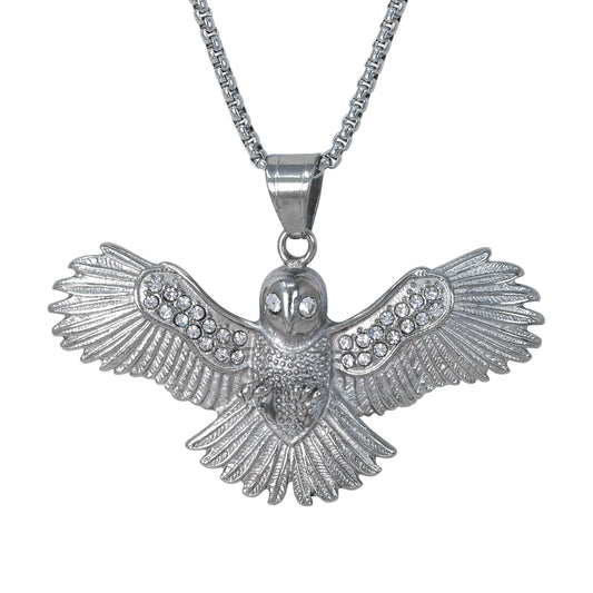 Large Owl Necklace with 3mm Round Box Chain 24" - SCP-3138**