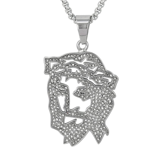 Large Jesus Necklace with 3mm Round Box Chain 24" - SCP-3146**