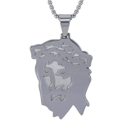 Large Jesus Necklace with 3mm Round Box Chain 24" - SCP-3147**