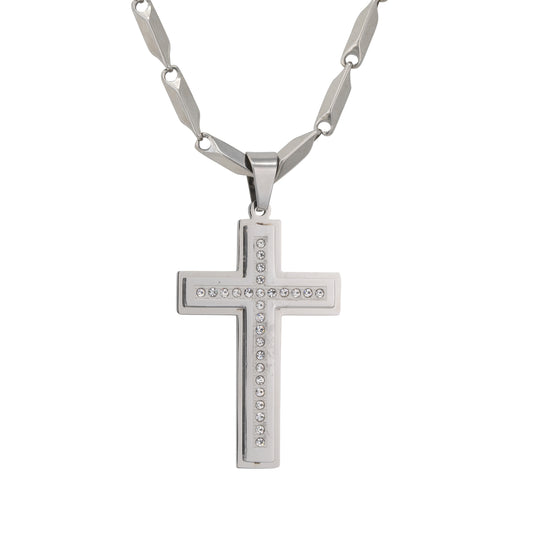 Large Cross Necklace with 4mm Bullet Chain 24" - SCP-728