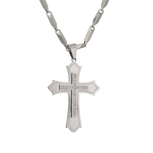 Large Cross Necklace with 4mm Bullet Chain 24" - SCP-730