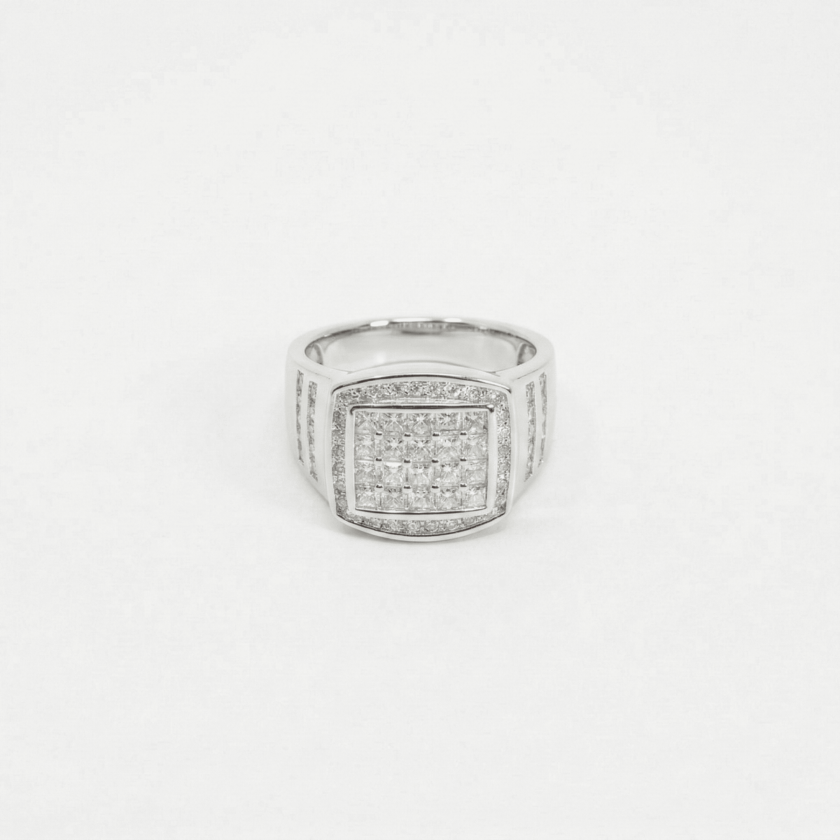 Iced 1.84CT Moissanite Rectangular Cluster Ring in Premium Sterling Silver