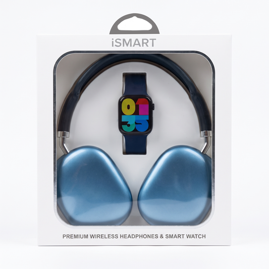 Smart Watch & Wireless Headphones Gift Set SMHP-101 ā Black/Blue