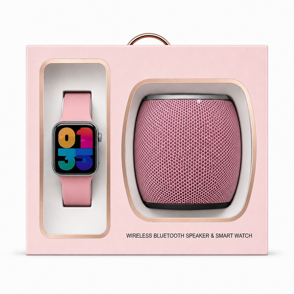 Smart Watch & Wireless Speaker Gift Set SMSP-201 — Silver/Pink
