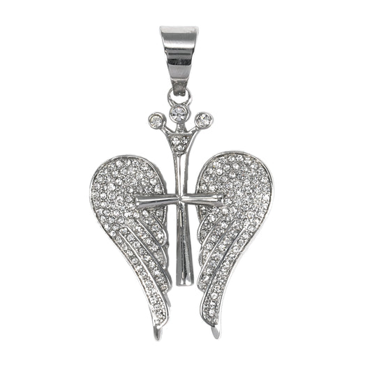 Iced Out Cross With Wings Pendant - SP-4042