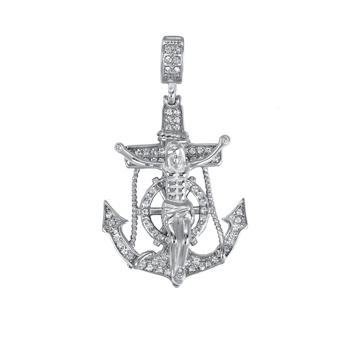 Iced Out Mariners Cross Pendant - SP-4065