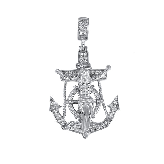 Iced Out Mariners Cross Pendant - SP-4065