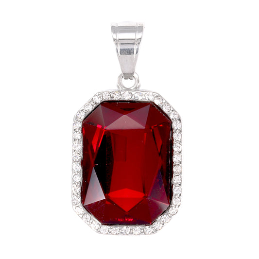 Iced Out Ruby Pendant - SP-4261**