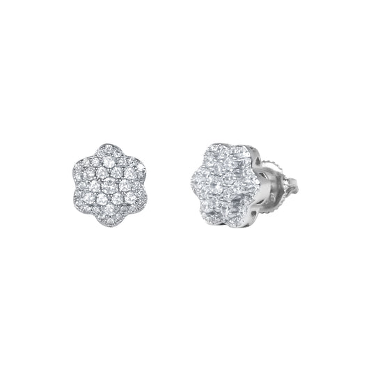 10mm Round Cluster Cubic Zirconia Earrings - SSE-1002