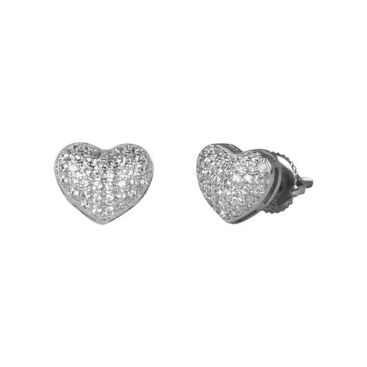 9mm Heart Pave Set Cubic Zirconia Earrings - SSE-2011