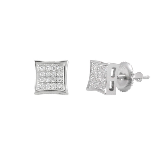 6mm Square Pave Set Cubic Zirconia Earrings - SSE-905