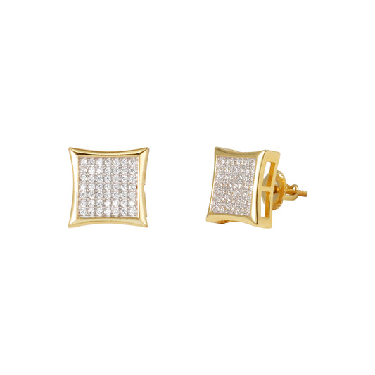 11mm Square Pave Set Cubic Zirconia Earrings - SSE-917