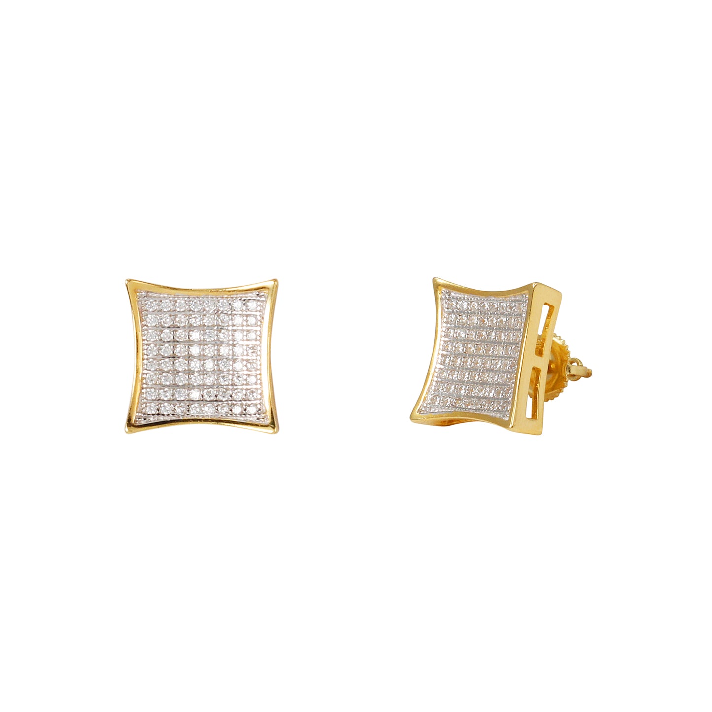 7mm Square Pave Set Cubic Zirconia Earrings - SSE-919