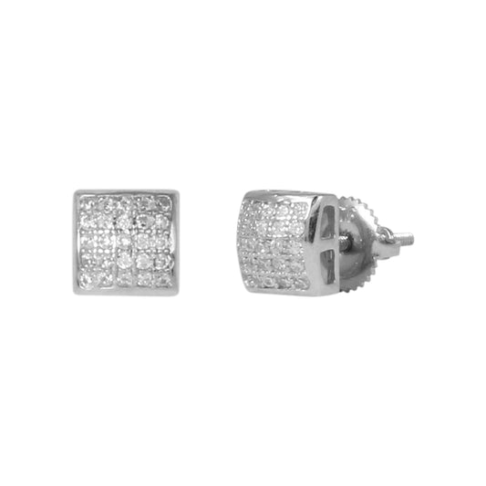 5mm Square Pave Set Cubic Zirconia Earrings - SSE-933