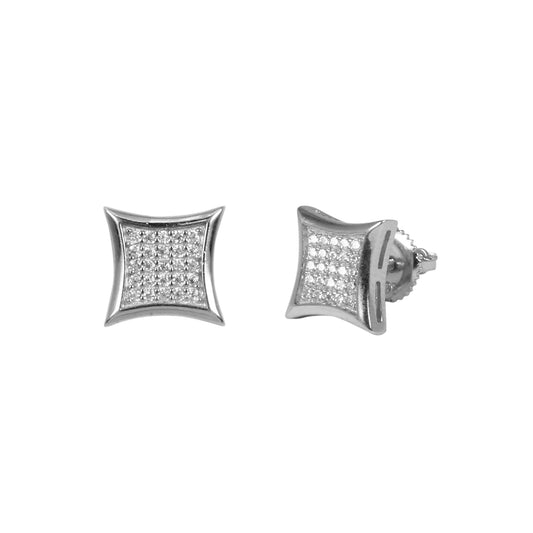 9mm Square Pave Set Cubic Zirconia Earrings - SSE-937