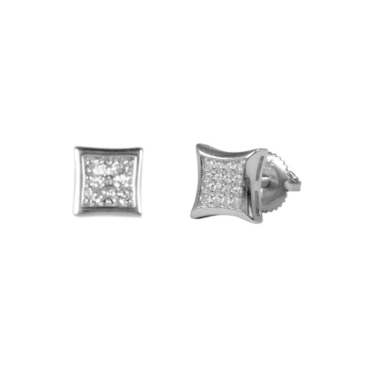 7mm Square Pave Set Cubic Zirconia Earrings - SSE-938