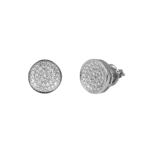 9mm Round Pave Set Cubic Zirconia Earrings - SSE-949
