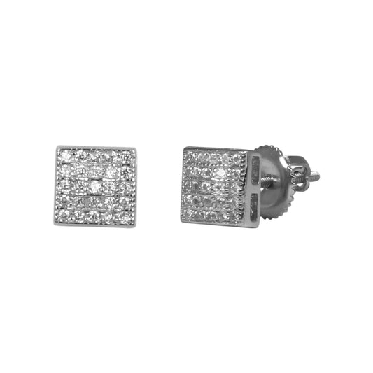 6mm Square Cluster Cubic Zirconia Earrings - SSE-952