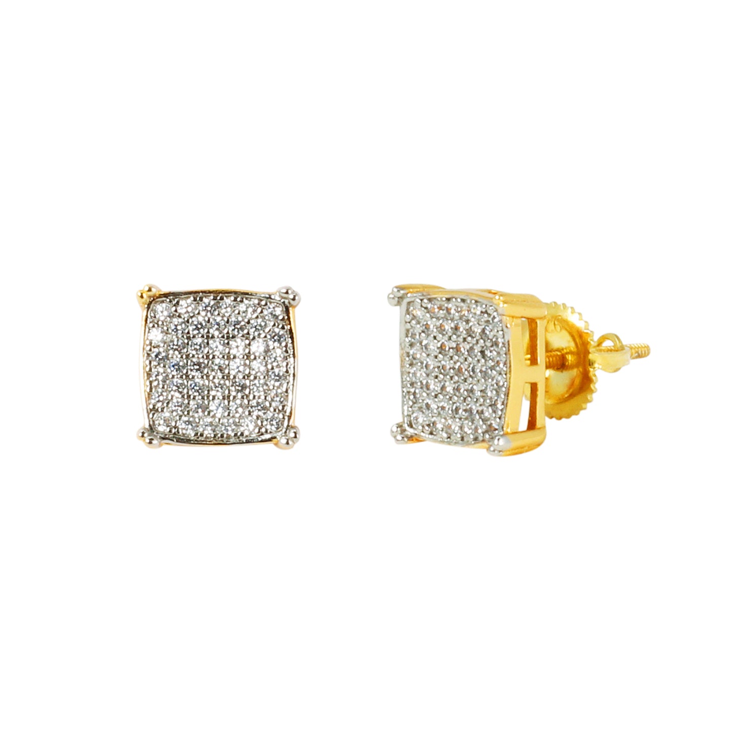 8mm Square Pave Set Cubic Zirconia Earrings - SSE-993