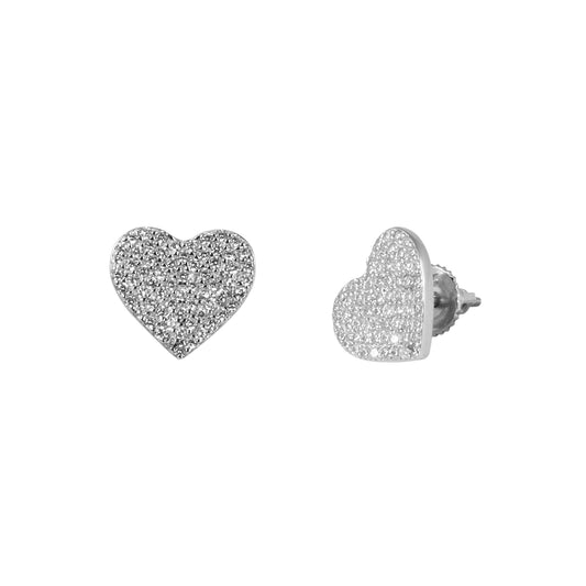 11mm Heart Pave Set Cubic Zirconia Earrings - SSE-997