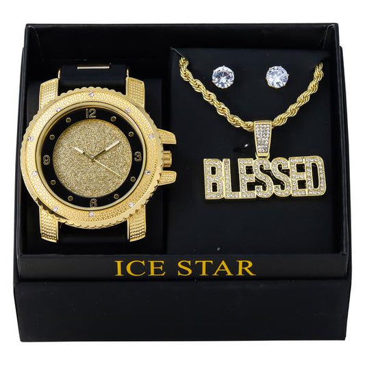 Watch and Blessed Necklace with Earrings Gift Set - W1K2-101