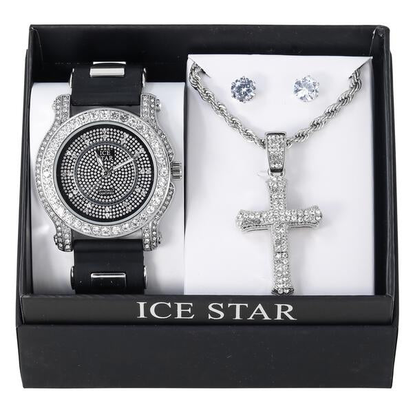 Watch and Cross Necklace with Earrings Gift Set - W1K2-102