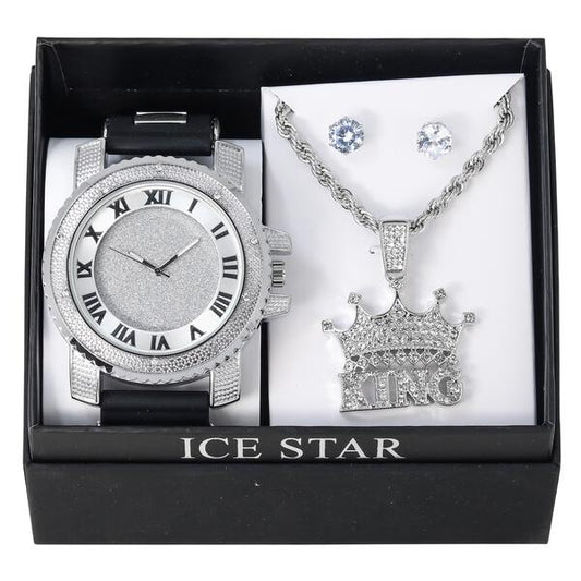 Watch and Royalty Necklace with Earrings Gift Set - W1K2-113