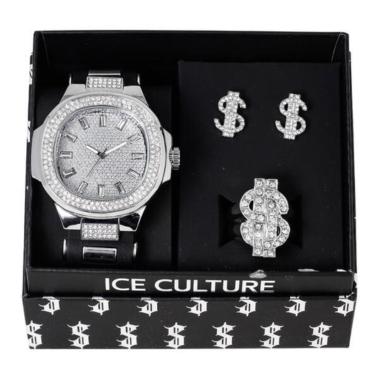 Watch and Money Ring with Earrings Gift Set - WRE-8713B