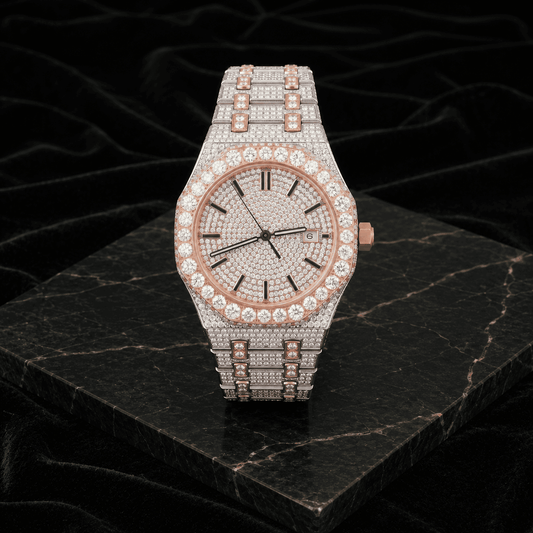 Men's 42mm Iced Out Moissanite Stainless Steel Watch - Octagon Shape, Automatic Movement