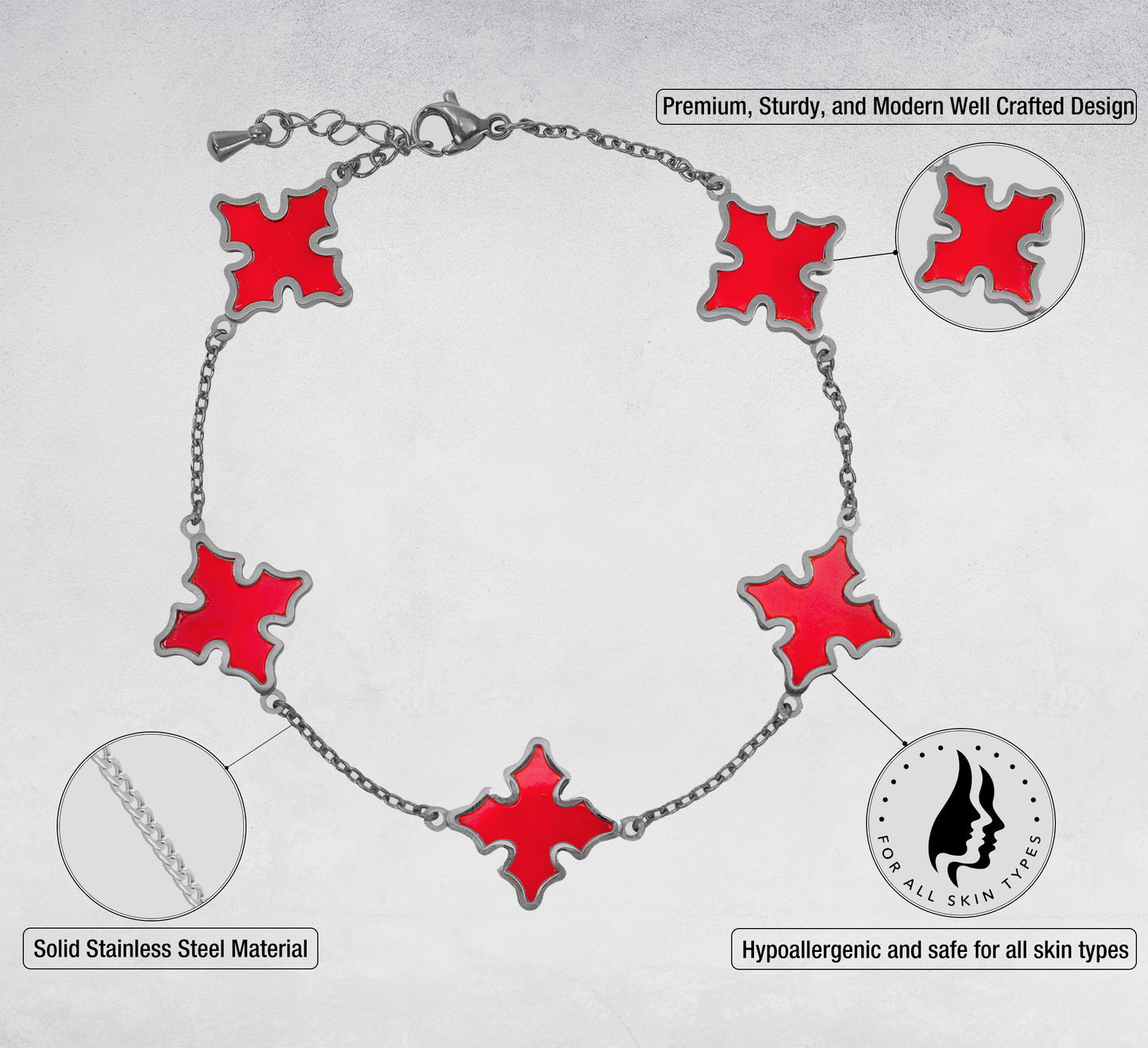 15mm Stainless Steel Cross Bracelet - SSBR-303