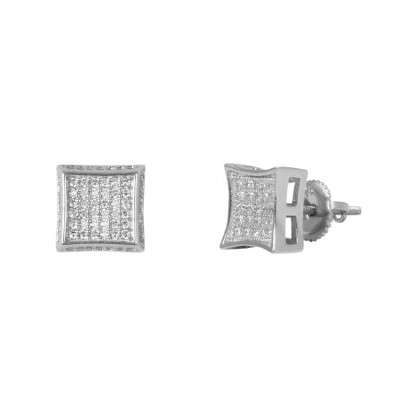 10mm Iced Square Earring Silver