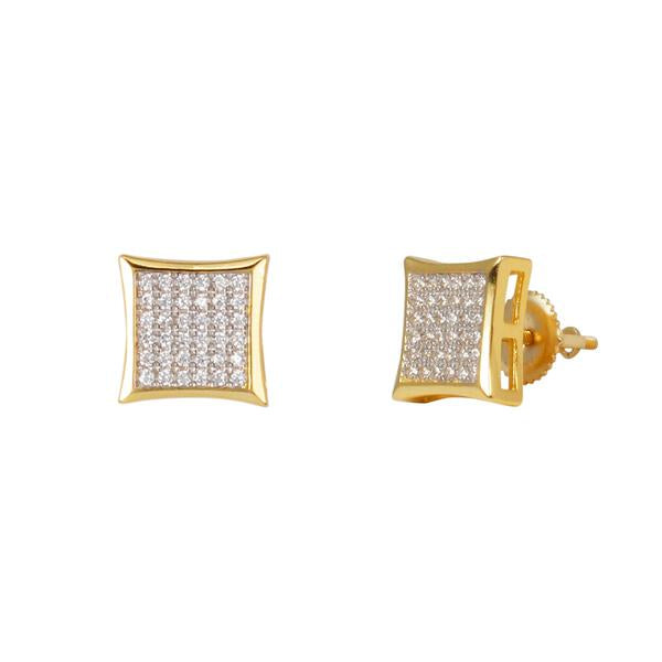 10mm Iced Square Earrings Gold