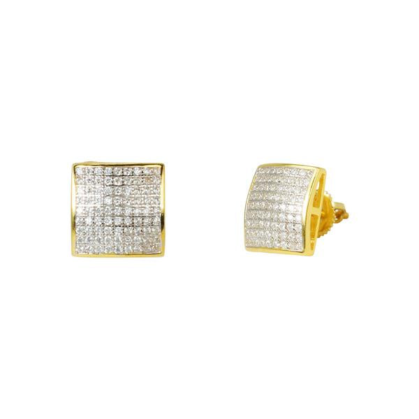6mm Iced Out Square Earring Silver