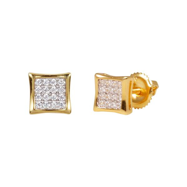 6mm Iced Out Square Earrings Gold